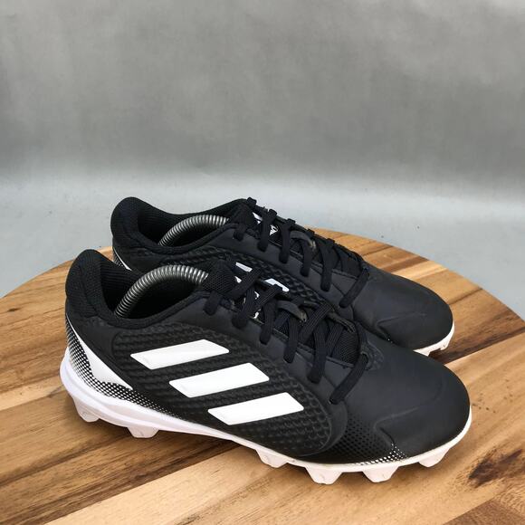 adidas Other - Adidas PureHustle 2 Baseball‎ Cleats Youth Size 4.5 Black White Molded Lace Up